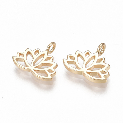 Brass Charms, Lotus Flower, Nickel Free