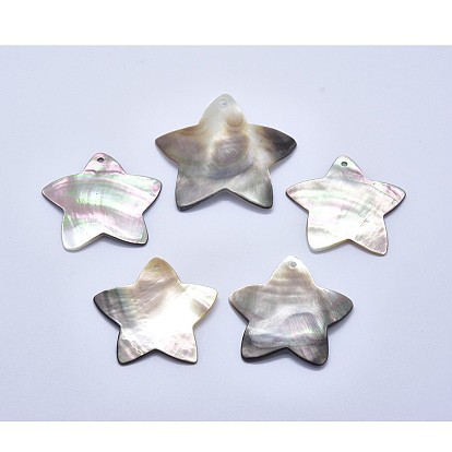 Natural Black Lip Shell Pendants, Star