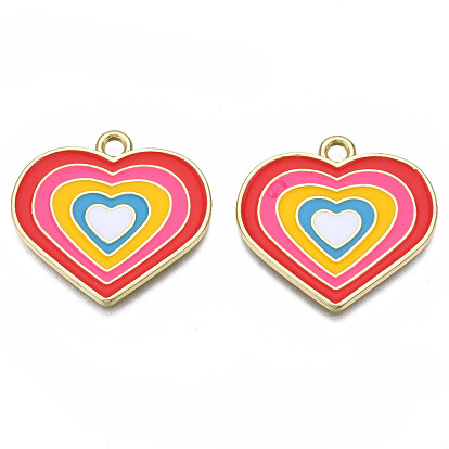 Crémaillère pendentifs en alliage placage, avec l'émail, sans cadmium et sans plomb, cœur