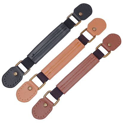 3 Colors PU Leather Bag Handle, with Antique Bronze Iron Findings, Bag replacement Accessories