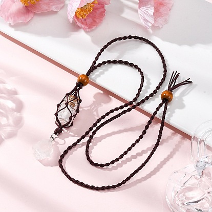 Натуральный драгоценный камень макраме мешочек желаний бутылка кулон нейлоновый шнур регулируемые ожерелья