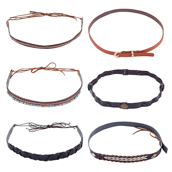 6 шт. 6 стили ремни для ковбойских шляп из искусственной кожи и сплава, для аксессуаров для шляп