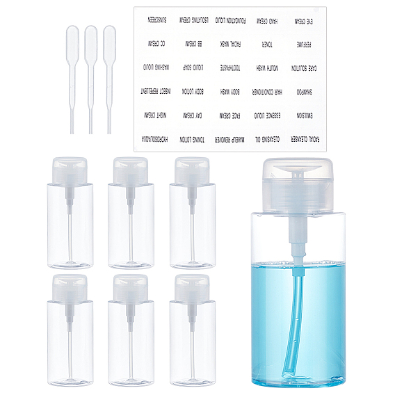 Пустые пластиковые бутылки из-под пресс-насоса, с самоклеящимися наклейками и пластиковыми одноразовыми пипетками для переноса