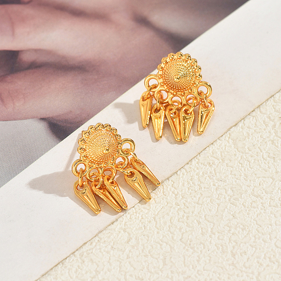 Богемные серьги-люстры из сплава, подсолнечник