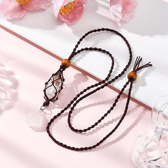 Натуральный драгоценный камень макраме мешочек желаний бутылка кулон нейлоновый шнур регулируемые ожерелья