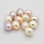 Natural Cultured Freshwater Pearl Beads, Half Drilled, Rice, 7~8mm, Hole: 1mm