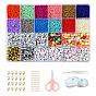 DIY-Schmuck machen Kits, inklusive runder Glasperlen, flache runde Acrylperlen, Elastische Kordel Kristallschnur Kristall Faden, Pinzette, Schere, Legierungsschließen und Eisenringe