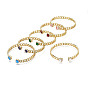 Cubic Zirconia Heart Open Cuff Bangle, Real 18K Gold Plated Brass Curb Chain Shape Bangle for Women
