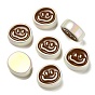 UV Plating Rainbow Iridescent Acrylic Enamel Beads, Oval with Smiling Face Pattern