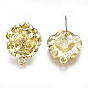 Alloy Stud Earring Findings, with Loop, Steel Pins, Flower
