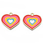 Rack Plating Alloy Pendants, with Enamel, Cadmium Free & Lead Free, Heart