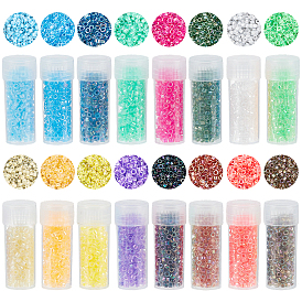 80Pcs 16 Colors Glass Seed Beads, Opaque Colours Rainbow, Cylinder, with 16Pcs Transparent Plastic Refillable Bottles