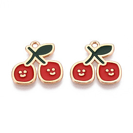 Подвески из сплава и эмали, вишня, без кадмия и без свинца, золотые