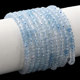 Природные Аквамарин бисер нитей, граненые, рондель