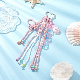 Веревки из полиэстера и спандекса подвесные украшения, со светящимися подвесками из ПВХ в виде черепахи и алюминиевыми застежками в виде сердечек