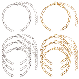 12 шт. 2 цвета 304 изготовление браслетов из цепочек-скрепок из нержавеющей стали, с карабин-лобстерами 