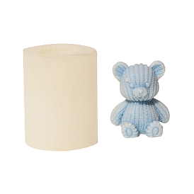 Bear Embossed Pillar DIY Candle Silicone Molds, Food Grade Silicone, for Scented Candle Making