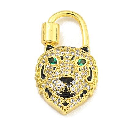 Micro latón allanan colgantes cúbicos del zirconia, sin cadmio y níque y plomo, dijes de leopardo esmaltados