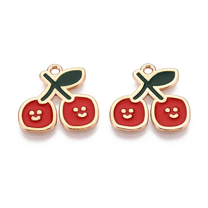 Подвески из сплава и эмали, вишня, без кадмия и без свинца, золотые