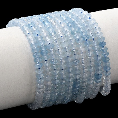 Природные Аквамарин бисер нитей, граненые, рондель