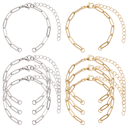 12 шт. 2 цвета 304 изготовление браслетов из цепочек-скрепок из нержавеющей стали, с карабин-лобстерами 