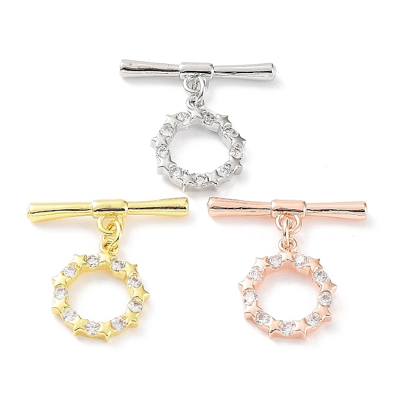 Реечное покрытие латунь микро паве прозрачный кубический цирконий застежки-тоггл, в главной роли, без кадмия и без свинца, долговечный