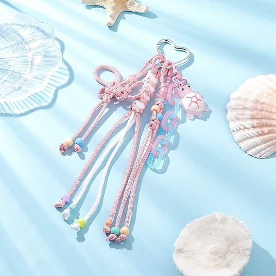 Веревки из полиэстера и спандекса подвесные украшения, со светящимися подвесками из ПВХ в виде черепахи и алюминиевыми застежками в виде сердечек