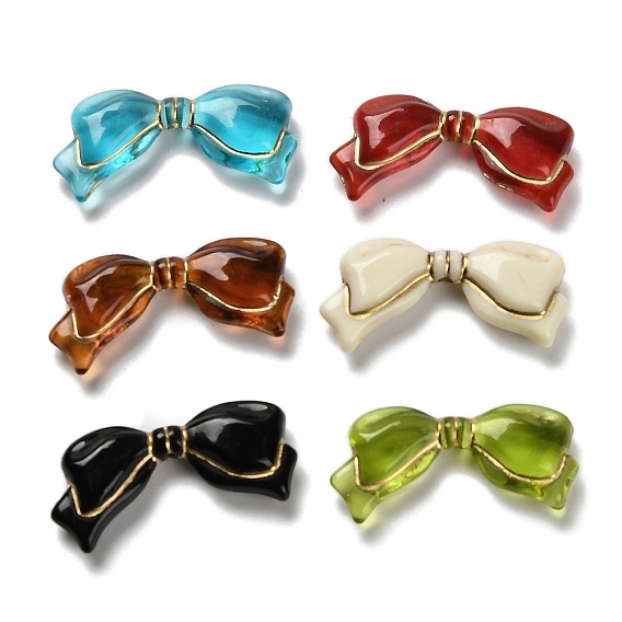 Прозрачные акриловые бусины, бантом, золотой металл обвитыми