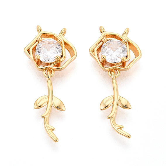 Латунные микро проложить кубического циркония подвески, цветок, без никеля , долговечный