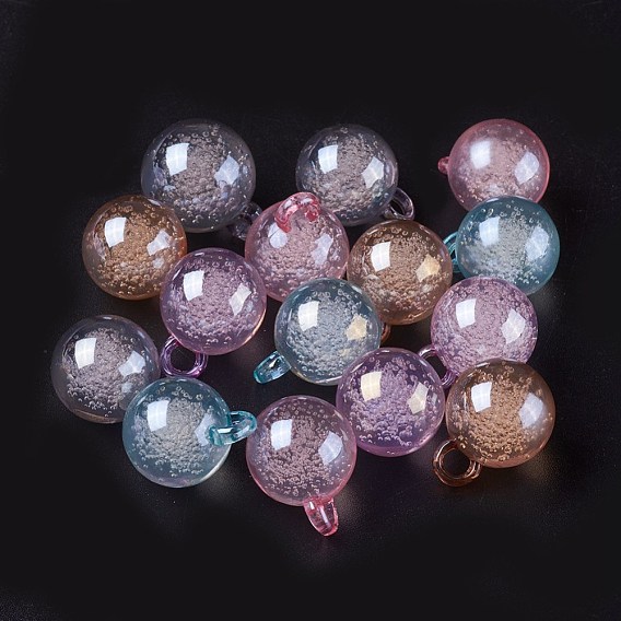Acrylic Pendants, with Bubble inside, Round
