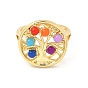 Colorful Resin Beaded Tree of Life Open Cuff Ring, Brass Jewelry for Women