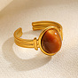 304 Манжета из нержавеющей стали с открытыми кольцами из искусственной смолы, имитирующей тигровый глаз., золотые