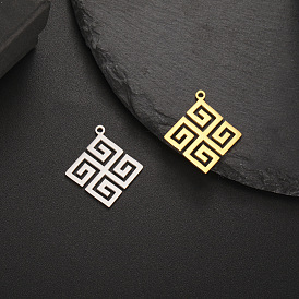 Stainless Steel Pendants, Rhombus Chinese Knot