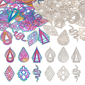 48 шт 12 стили 304 подвески из нержавеющей стали, гравированные металлические украшения, разнообразные