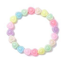 Candy Color Heart Acrylic Beaded Kid Stretch Bracelets for Girls
