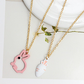 Fashionable Rabbit Love Carrot Cartoon Couple Necklace Animal Jewelry