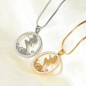 201 Кольцо из нержавеющей стали с кристаллами и стразами, ожерелье с подвеской в виде русалки для женщин