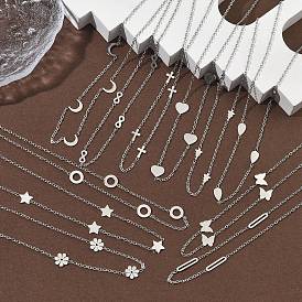 304 ожерелья из звеньевой цепи из нержавеющей стали для женщин и мужчин, цвет нержавеющей стали, не тускнеет