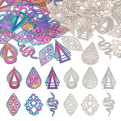 48 шт 12 стили 304 подвески из нержавеющей стали, гравированные металлические украшения, разнообразные