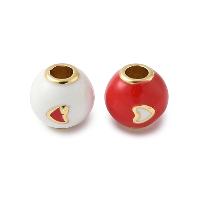 Латунь эмаль бисера, стойки покрытие, без свинца и без кадмия, долговечный, круглые с сердцем, реальный 18 k позолоченный