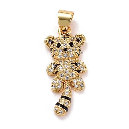 Latón micro pavimenta claro colgantes de circonio cúbico, con esmalte, larga duración plateado, real 18 k chapado en oro, sin plomo y el cadmio, tigre