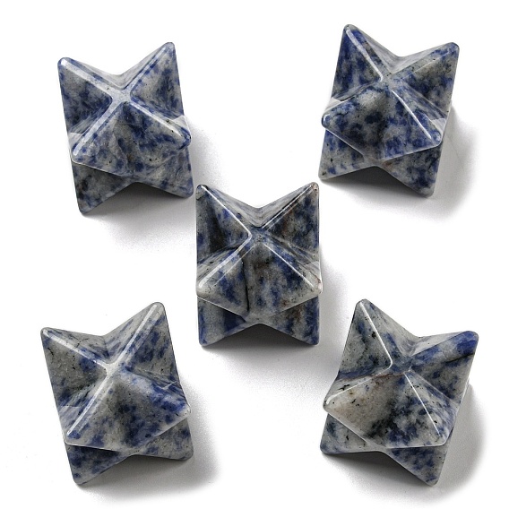 Natural Blue Spot Jasper Beads, No Hole/Undrilled, Merkaba Star