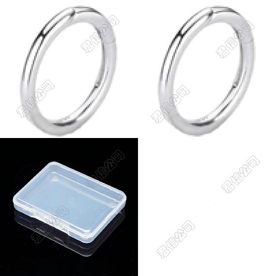 2Pcs 2 Colors 925 Sterling Silver Spring Gate Rings, Ring