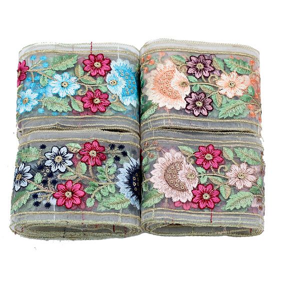 10 лента из полиэстера с вышивкой и цветком, для упаковки свадебных подарков своими руками
