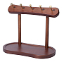 Présentoirs à bijoux de bureau en bois avec plateaux ovales pour colliers, bagues, boucles d'oreilles et bracelets, Porte-clés avec 5 crochets en fer doré