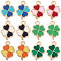 72 pcs 6 couleurs pendentifs en alliage d'émail, or, trèfle