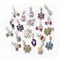 Alloy Enamel Pendants, with Lobster Claw Clasps, Mixed Shapes, 28~38x10~26mm
