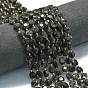 Натуральные нити бус из ларвикита, граненый пятиугольный разрез, плоско-круглые, с бисером