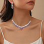 Наборы из колье и сережек-гвоздиков в форме капли со стразами из сплава