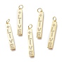 Латунные микропаве прозрачные подвески с фианитом, с прыжковых колец, долговечный, прямоугольник и слово live и звезда